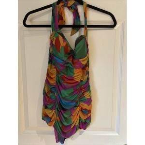 COPY - Diane Von Furstenberg One Piece Carmen Swimsuit shirred tie neck sz M pr…